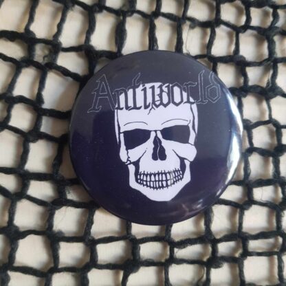 Antiworld 58mm button - Skull Logo